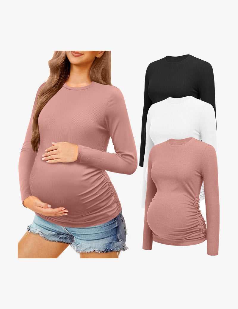 Maternity Long Sleeve Shirt 3Packs Pregnancy Tops
