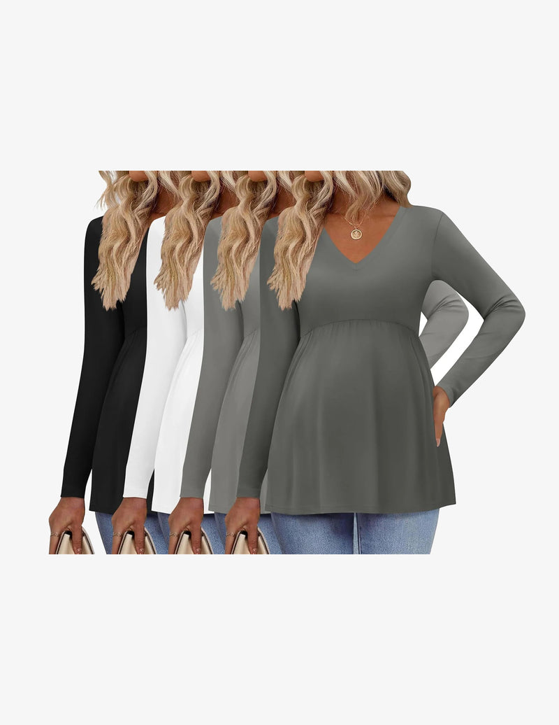 4 Packs Maternity Shirts Long Sleeve Pregnancy Tops