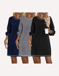 3 Pack Cotton Nightgowns Women Long Sleeve Sleep Shirts