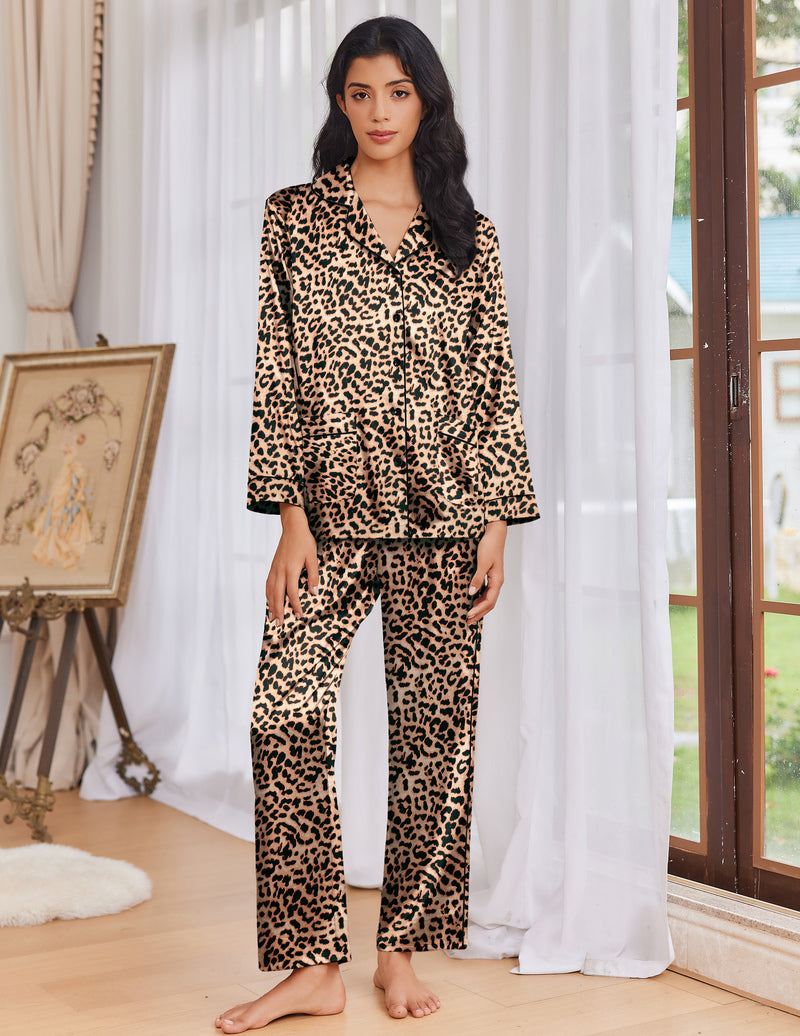 Pajama Sets Satin Silk Pjs Button Down Soft Lounge Sets
