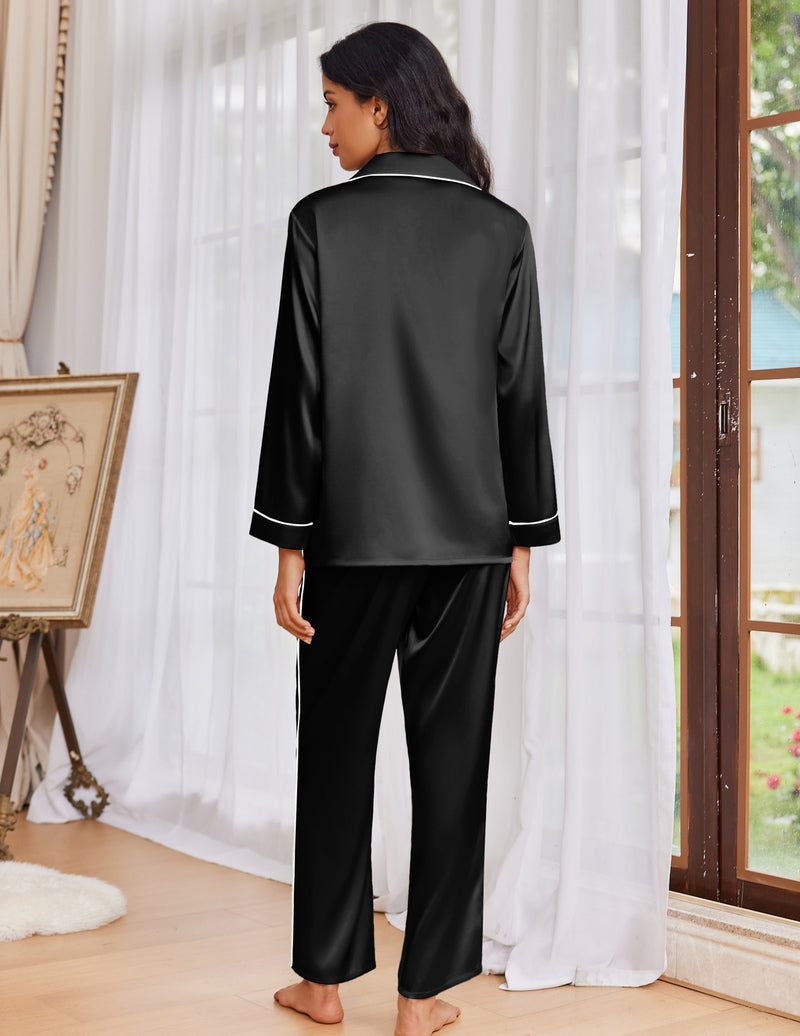 Pajama Sets Satin Silk Pjs Button Down Soft Lounge Sets