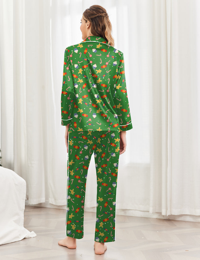 Pajama Sets Satin Silk Pjs Button Down Soft Lounge Sets