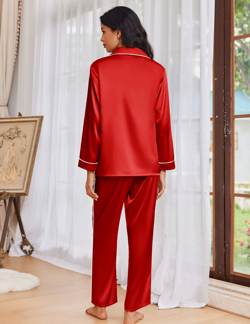 Pajama Sets Satin Silk Pjs Button Down Soft Lounge Sets
