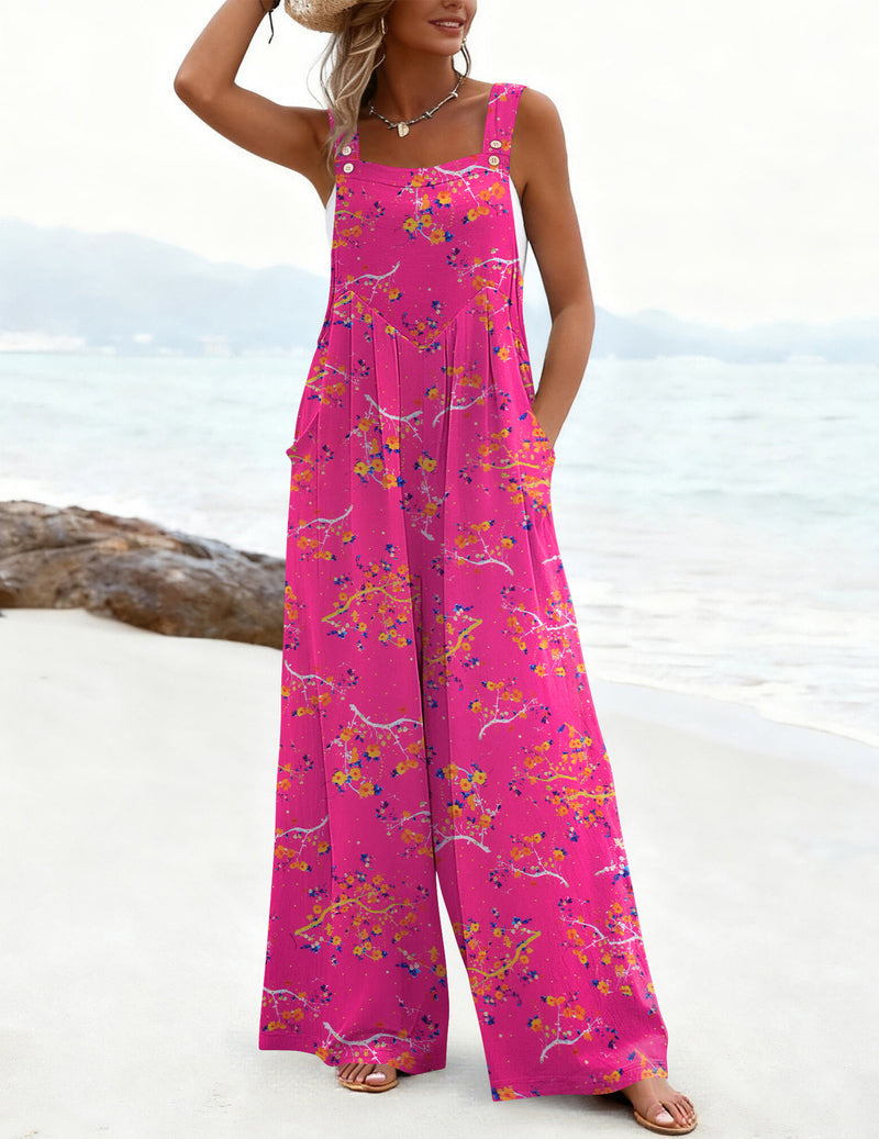 Overalls Loose Wide Leg Jumpsuits Boho Floral Rompers