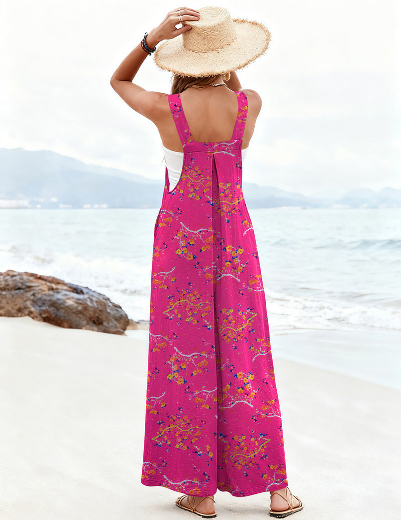 Overalls Loose Wide Leg Jumpsuits Boho Floral Rompers