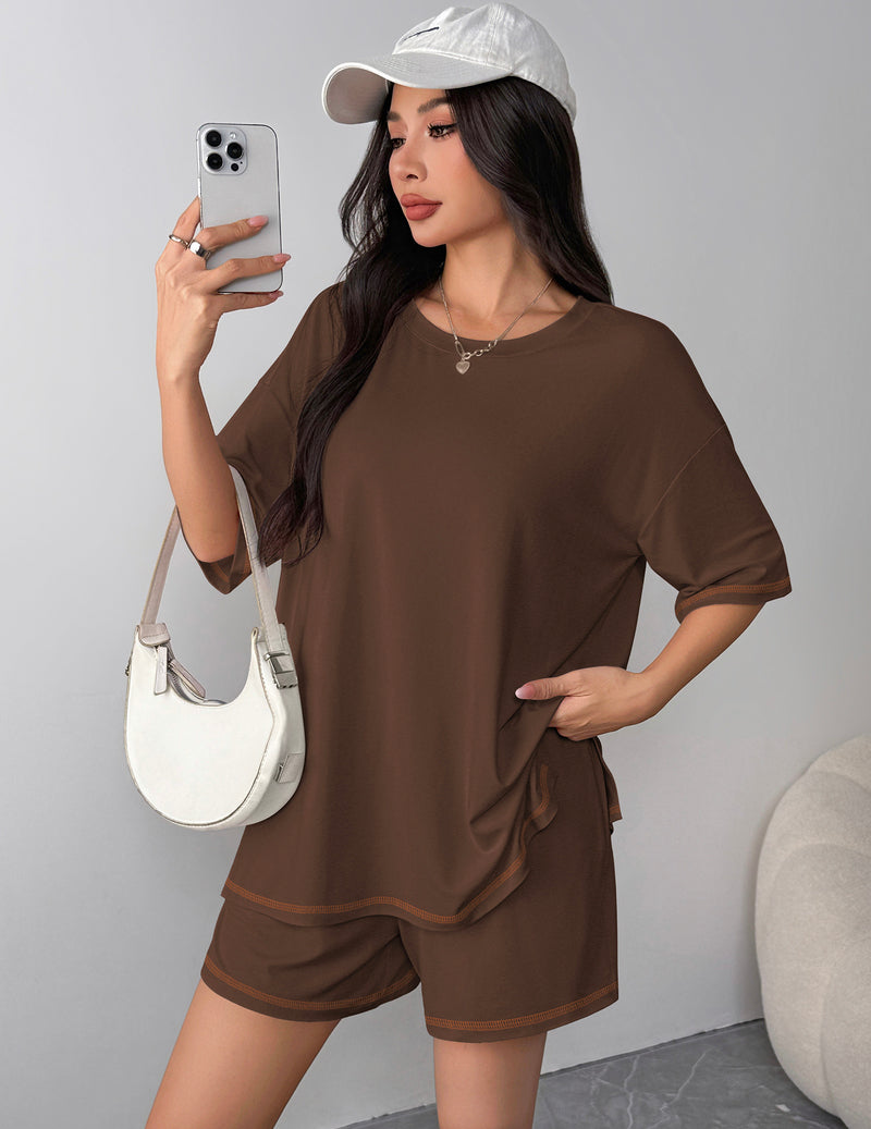 2 Piece Shorts Sets Moisture Wicking Casual Outfits with Pockets