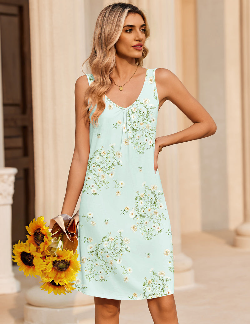 Bamboo Nightgown Sleeveless V-Neck Sleep Dress