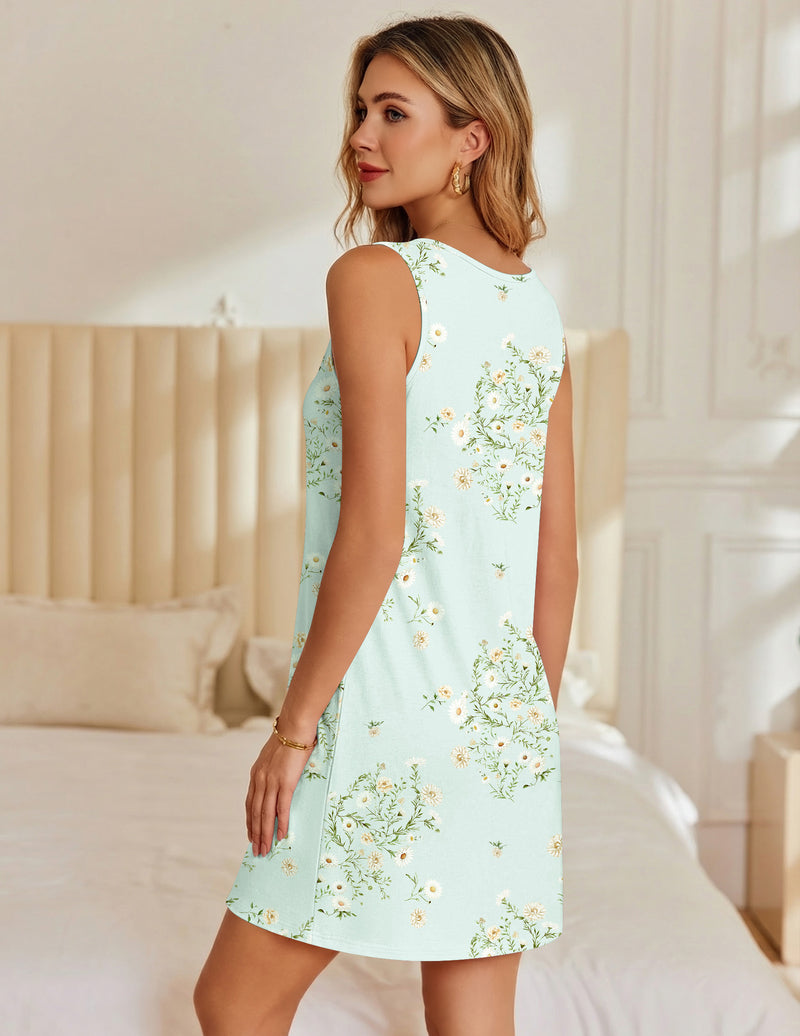 Bamboo Nightgown Sleeveless V-Neck Sleep Dress