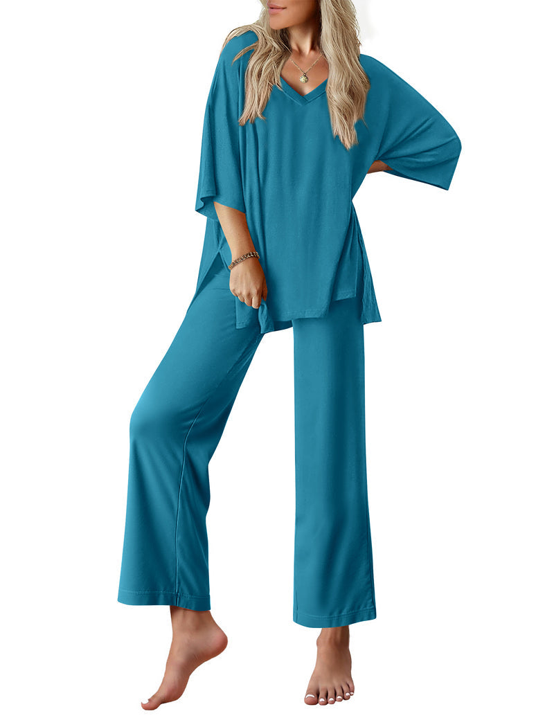 Short Sleeve Tops and Long Pants Soft 2 Piece Outfits