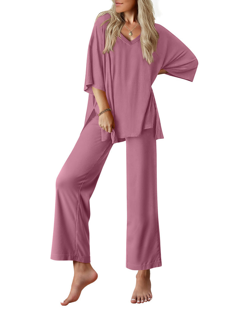 Short Sleeve Tops and Long Pants Soft 2 Piece Outfits