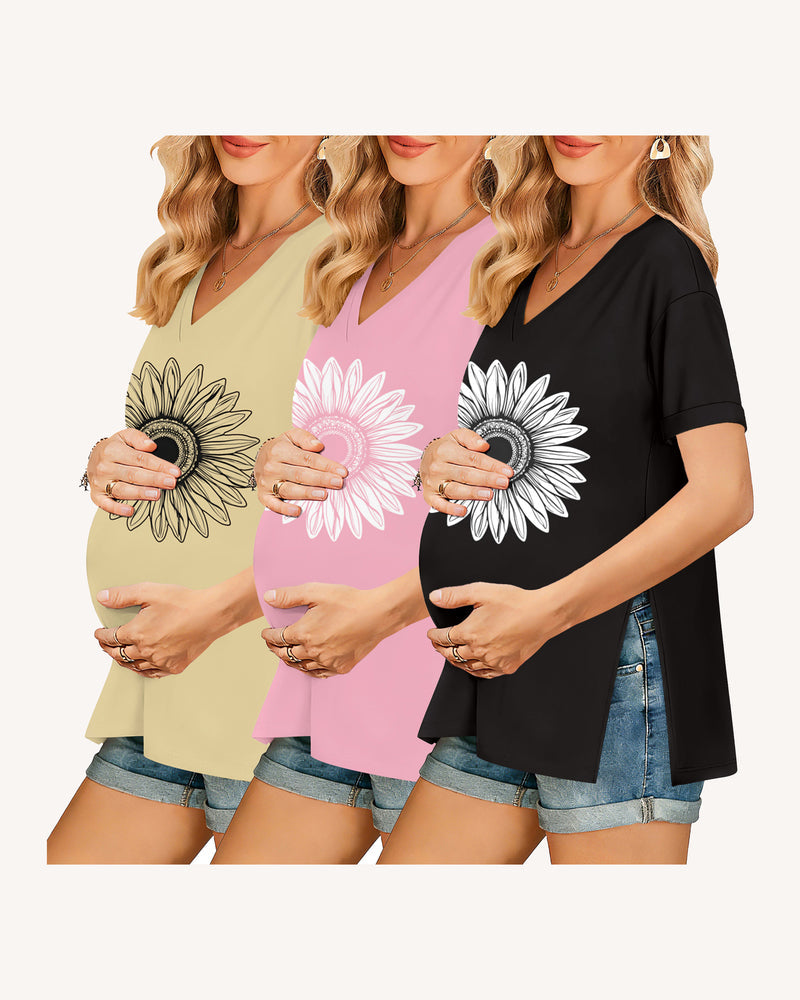 Women's Maternity Shirts 3-Pack Tees with Side Split