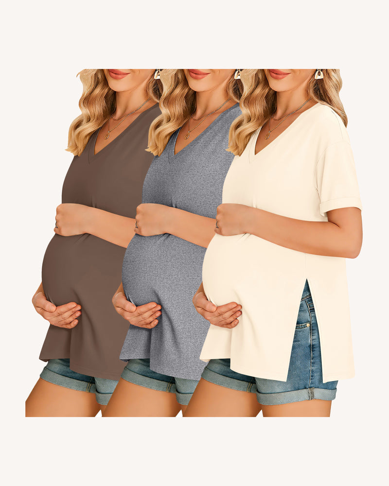 Women's Maternity Shirts 3-Pack Tees with Side Split
