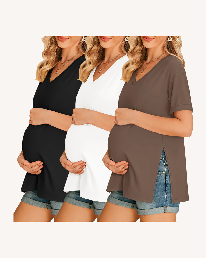 Women's Maternity Shirts 3-Pack Tees with Side Split