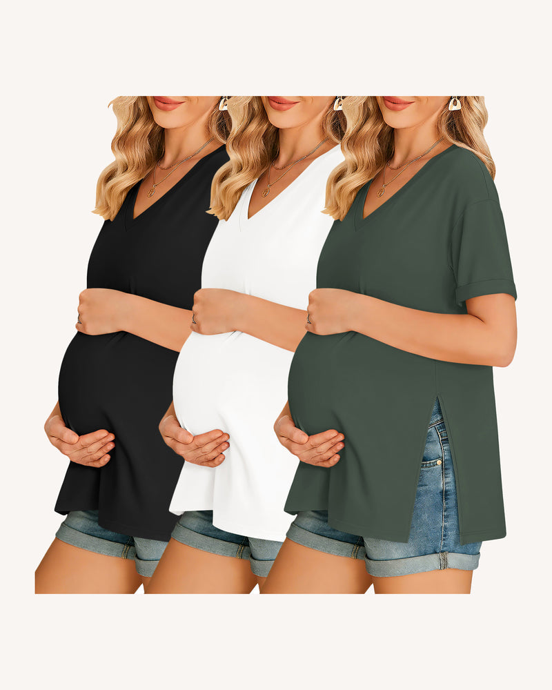Women's Maternity Shirts 3-Pack Tees with Side Split