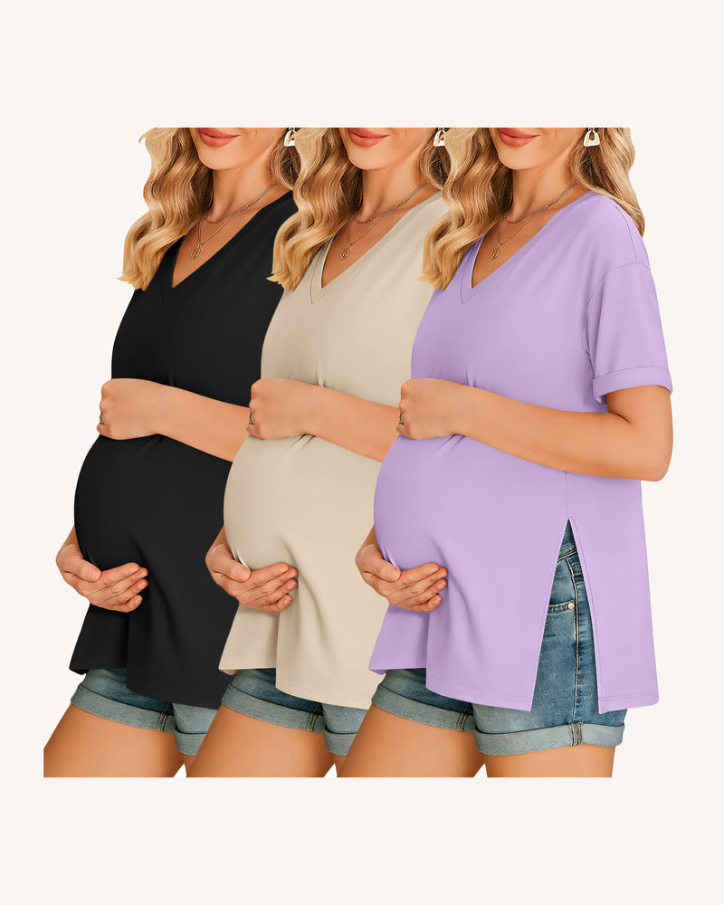 Women's Maternity Shirts 3-Pack Tees with Side Split