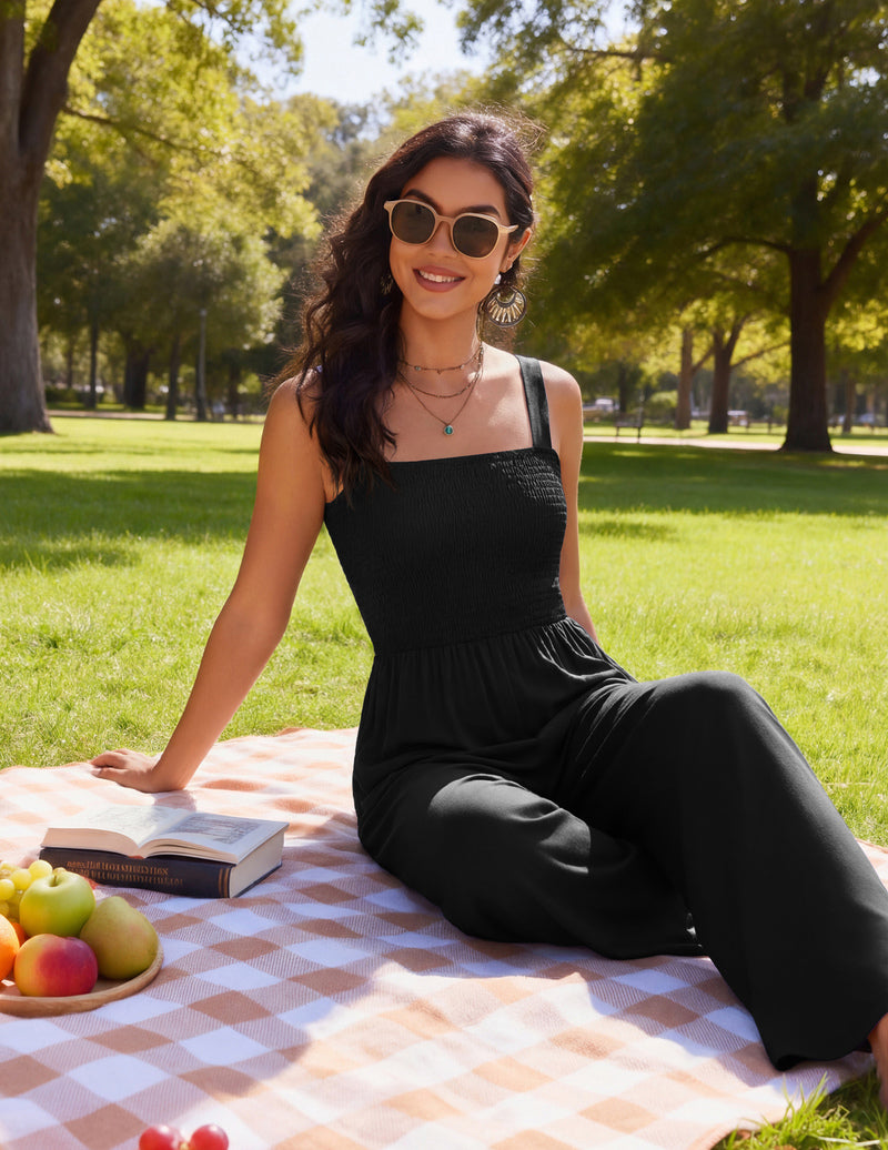 Women's Boho Wide Leg Jumpsuit with Pockets