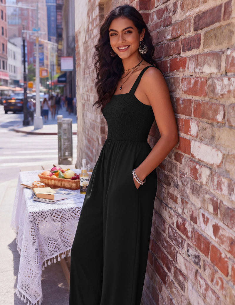 Women's Boho Wide Leg Jumpsuit with Pockets