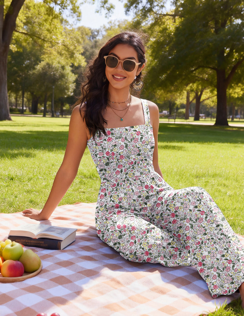 Women's Boho Wide Leg Jumpsuit with Pockets