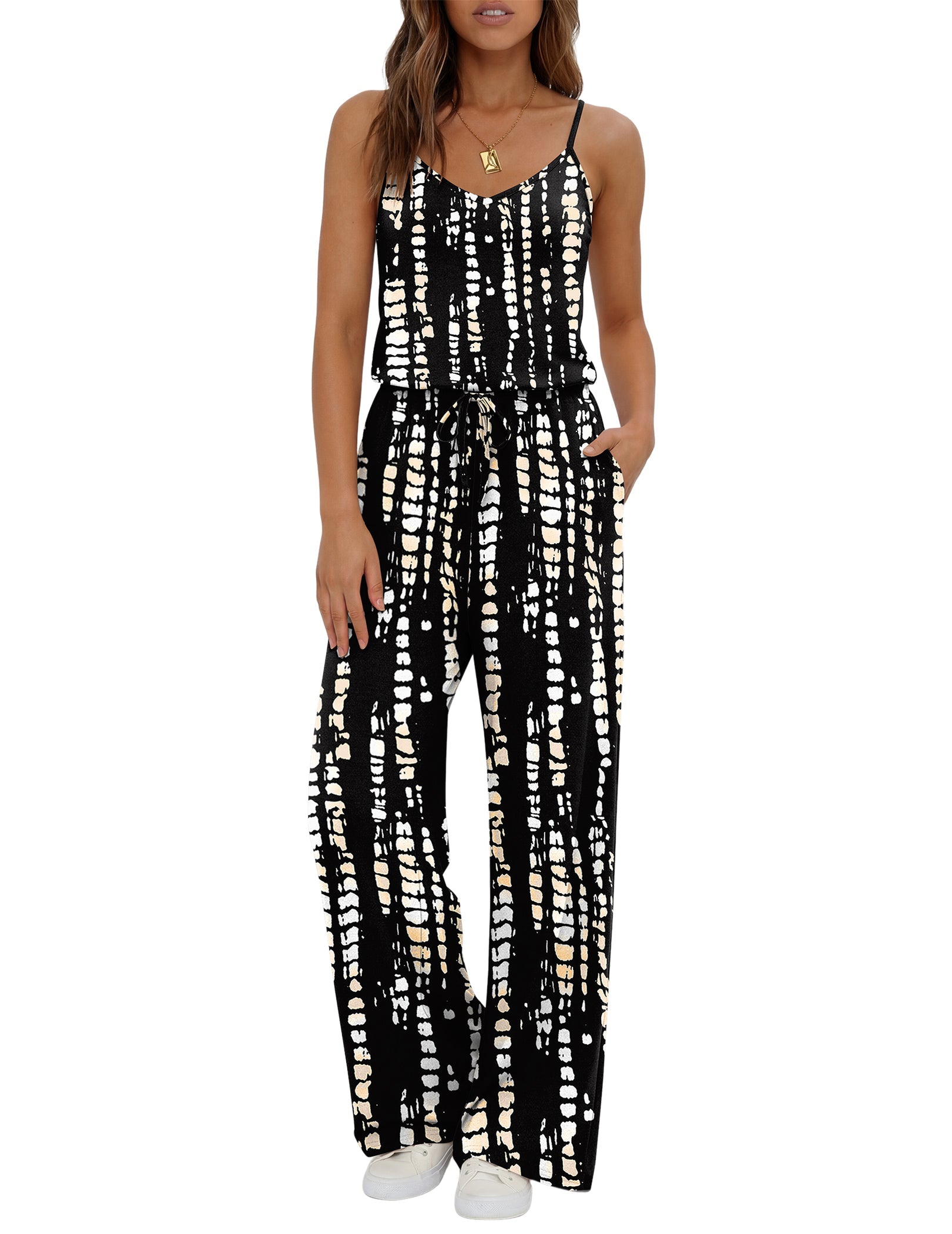 Women's Sleeveless Wide Leg Jumpsuit with Pockets