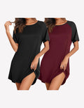 2 Pack Bamboo Viscose Sleep Shirts Short Sleeve Nightshirt