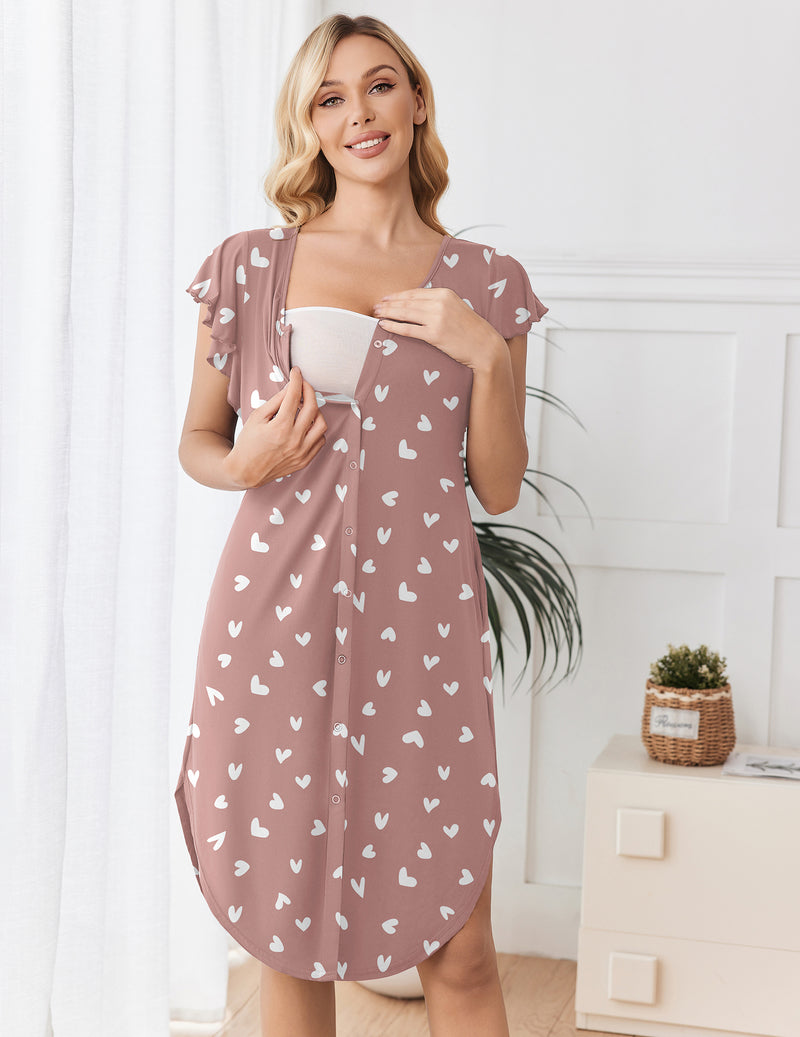 Gown 3 in 1 Maternity Flying Short Sleeve Nightgown