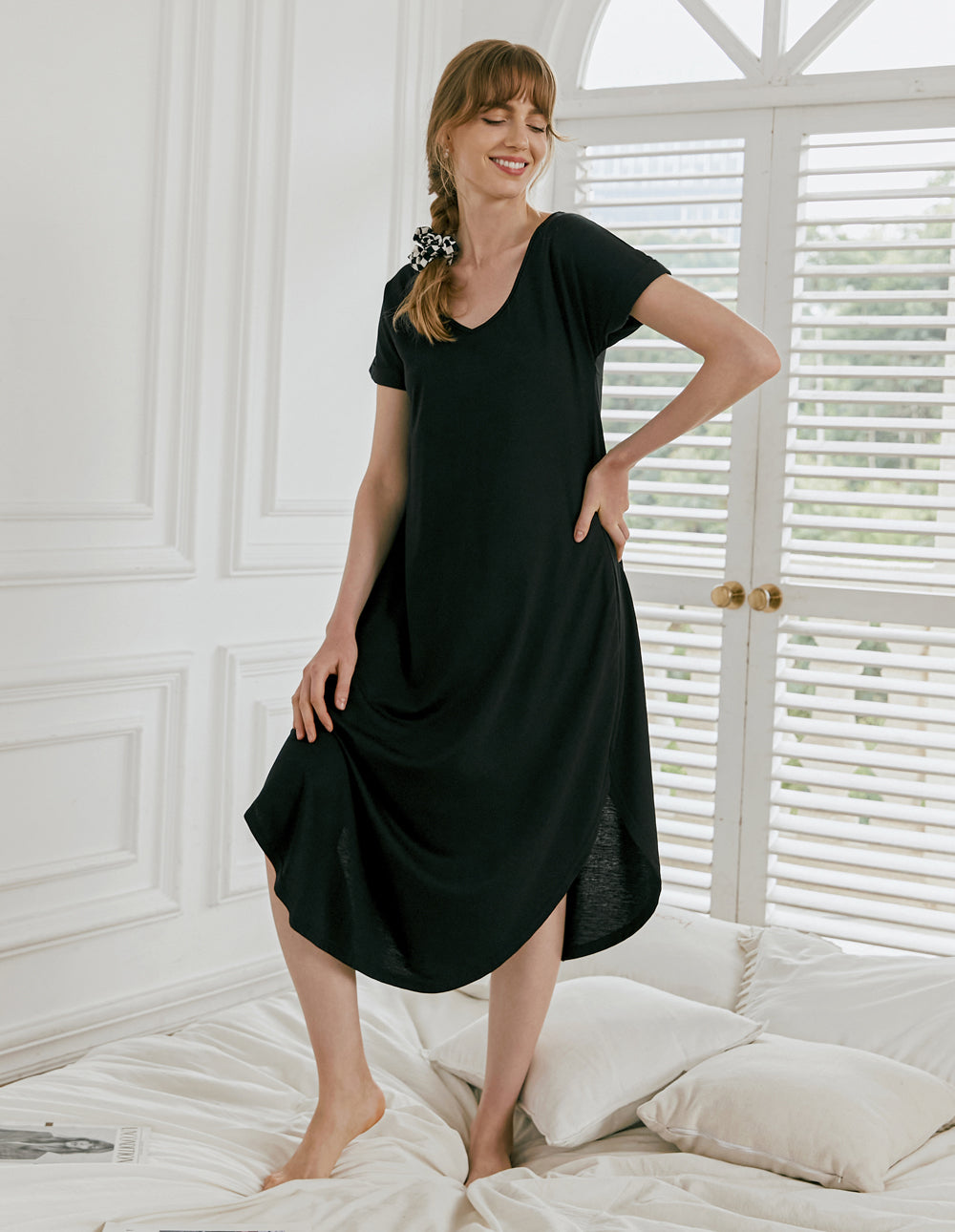 A-Line Split Hem Sleepwear Dress (US Only)