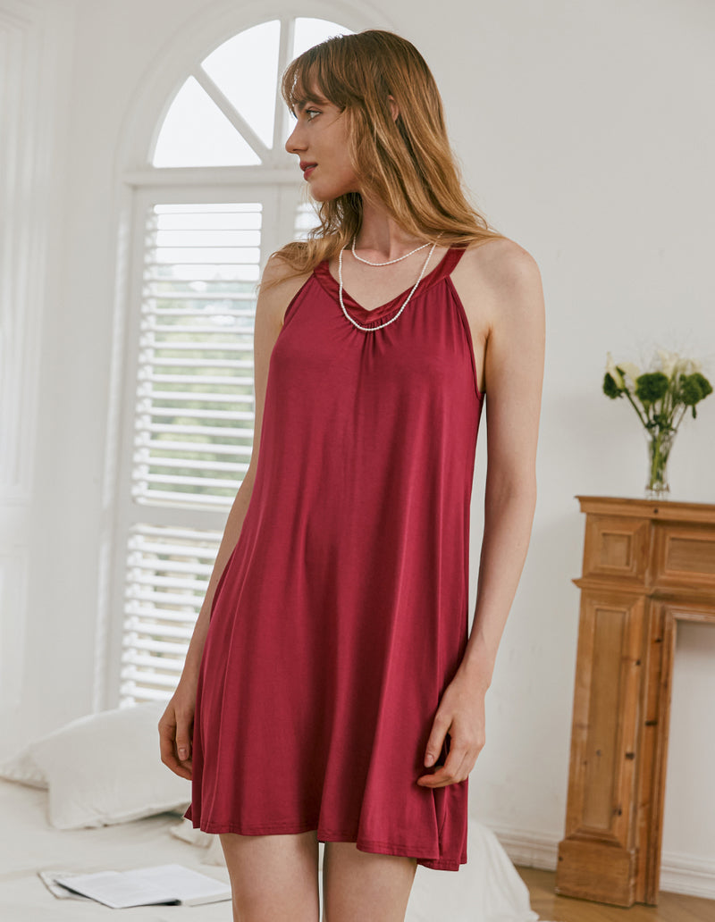 Sleeveless V Neck Racerback Sleep Dress