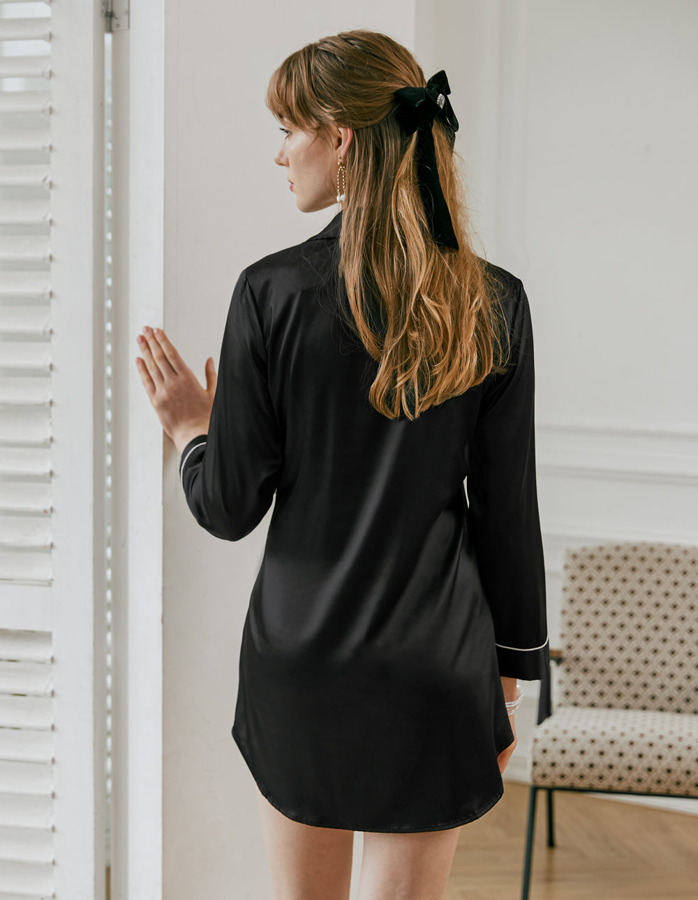 Boyfriend Style Satin NightShirt Nightgown (US Only)