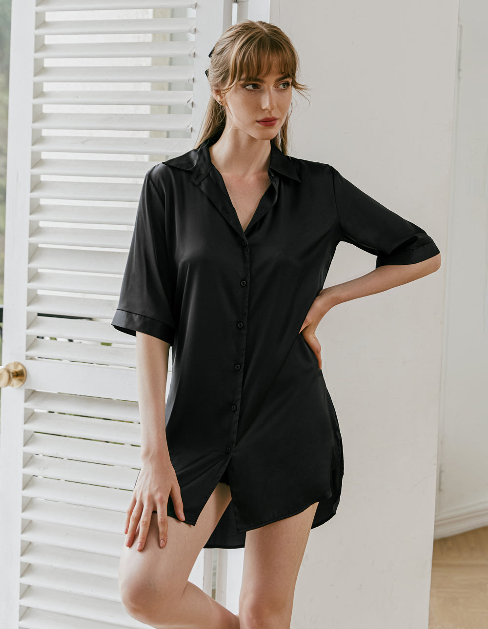 Boyfriend Style Sexy Silk Nightgown (US Only)