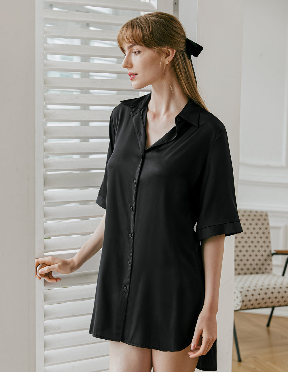 Boyfriend Style Sexy Silk Nightgown (US Only)