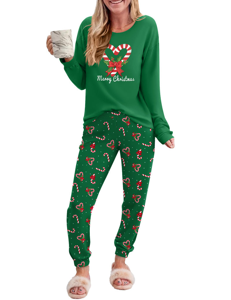 2 Piece Plaid Pjs Long Sleeve Lounge Sets