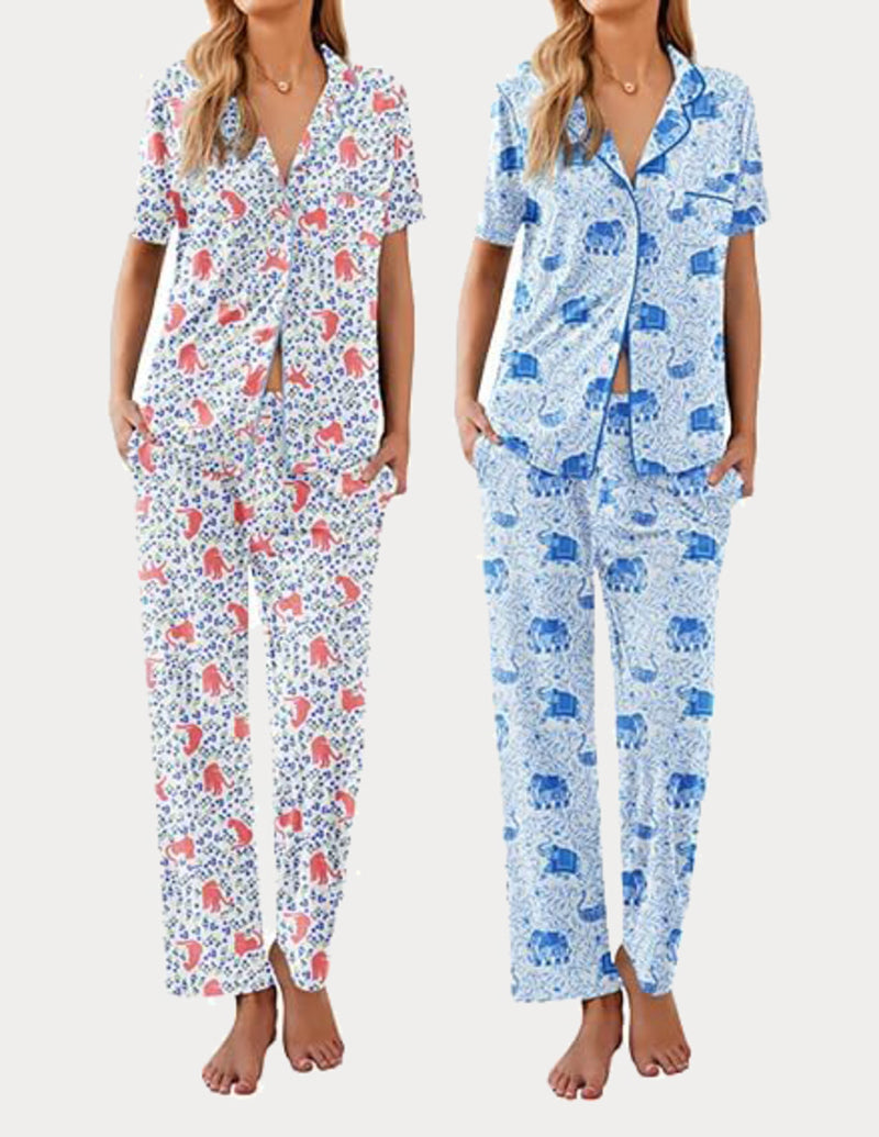2 Pack Pajamas Button Up Loungewear Cozy Sets