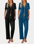 2 Pack Pajamas Button Up Loungewear Cozy Sets