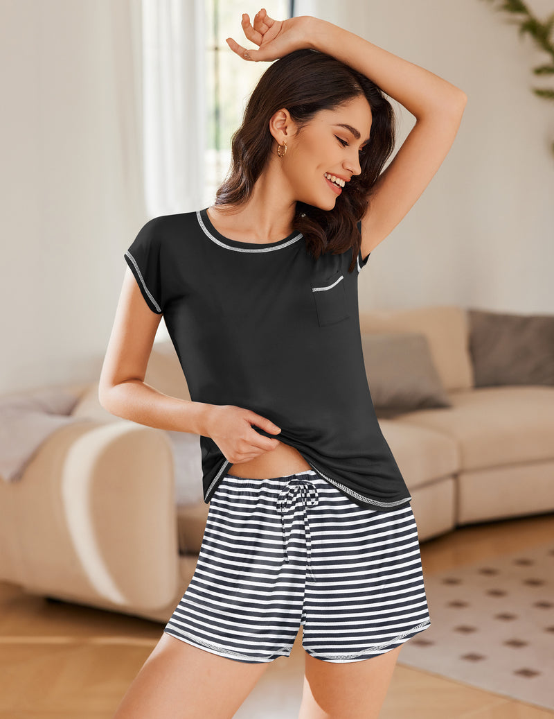 2 Piece Loungewear Tops and Shorts Set