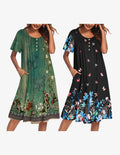 2 Pack Plus Size Mumu Nightgown Floral Lounge Dress