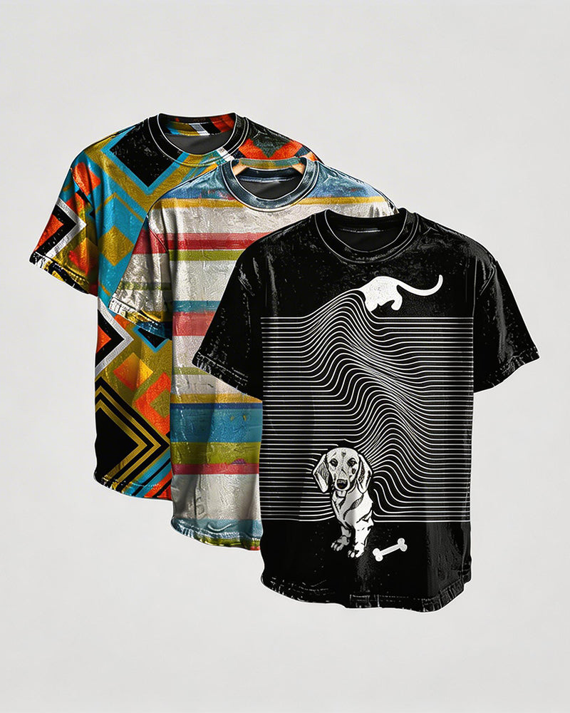 Men's Vintage Distressed Graphic T-Shirts â€?Crew Neck Short Sleeve Tees