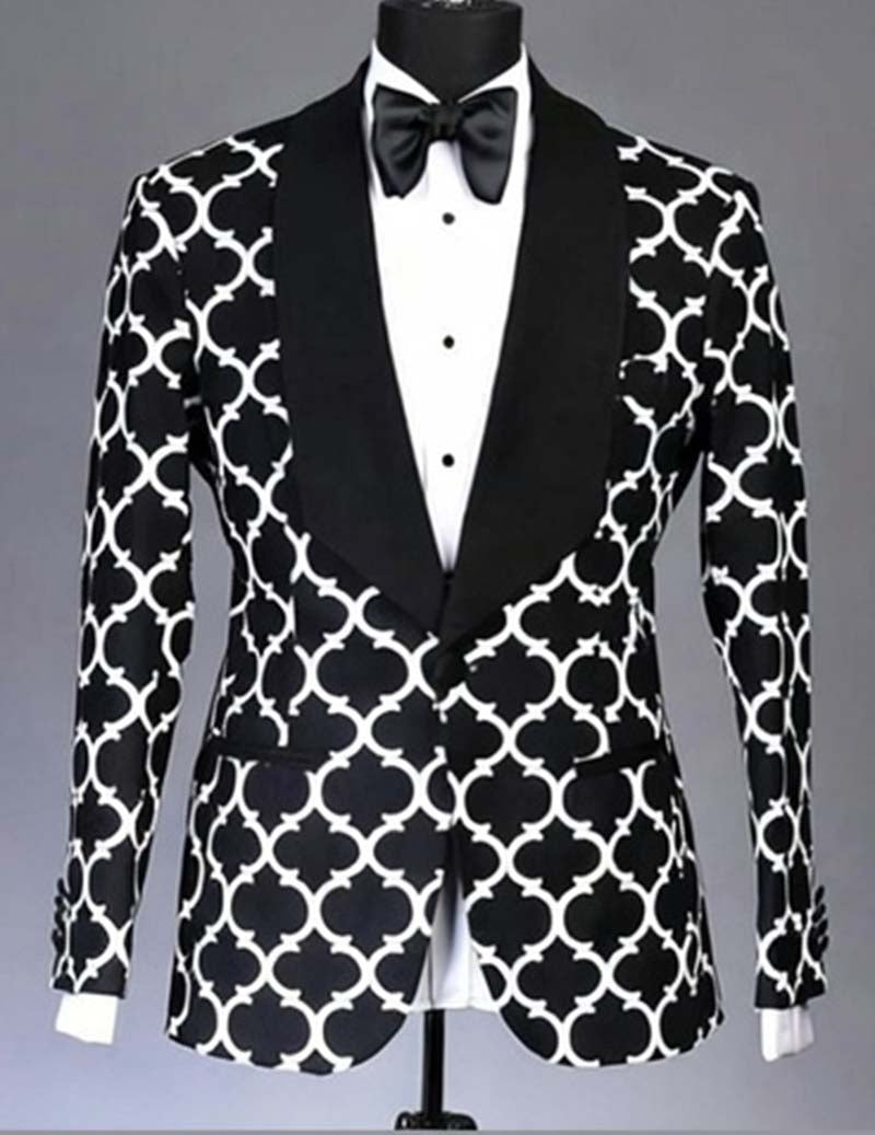 Men’s Geometric Quatrefoil Tuxedo Blazer