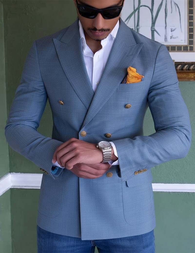 Men’s Double-Breasted Textured Blazer