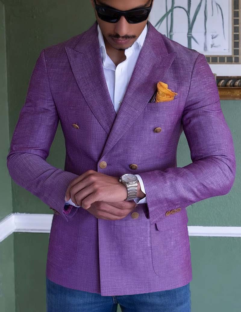 Men’s Double-Breasted Textured Blazer