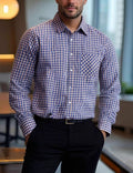 Men's Micro-Check Long-Sleeve Button-Down Shirt