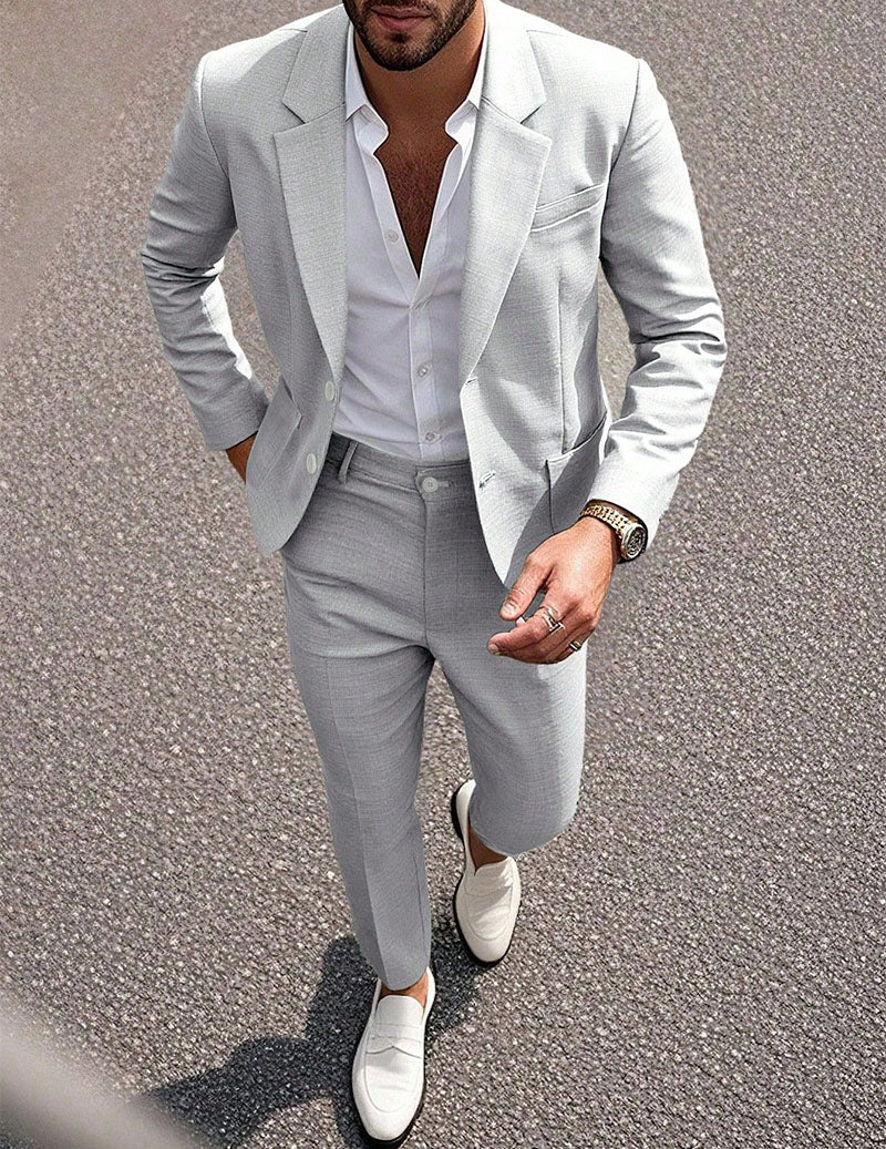 Men's Slim Fit 2-Piece Suit Blazer & Trousers Formal Suit Set