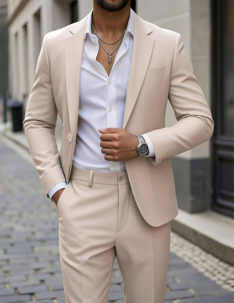 Men's Slim Fit 2-Piece Suit Blazer & Trousers Formal Suit Set