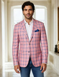 Men's Plaid Blazer Jacket Slim Fit Check Sport Coat