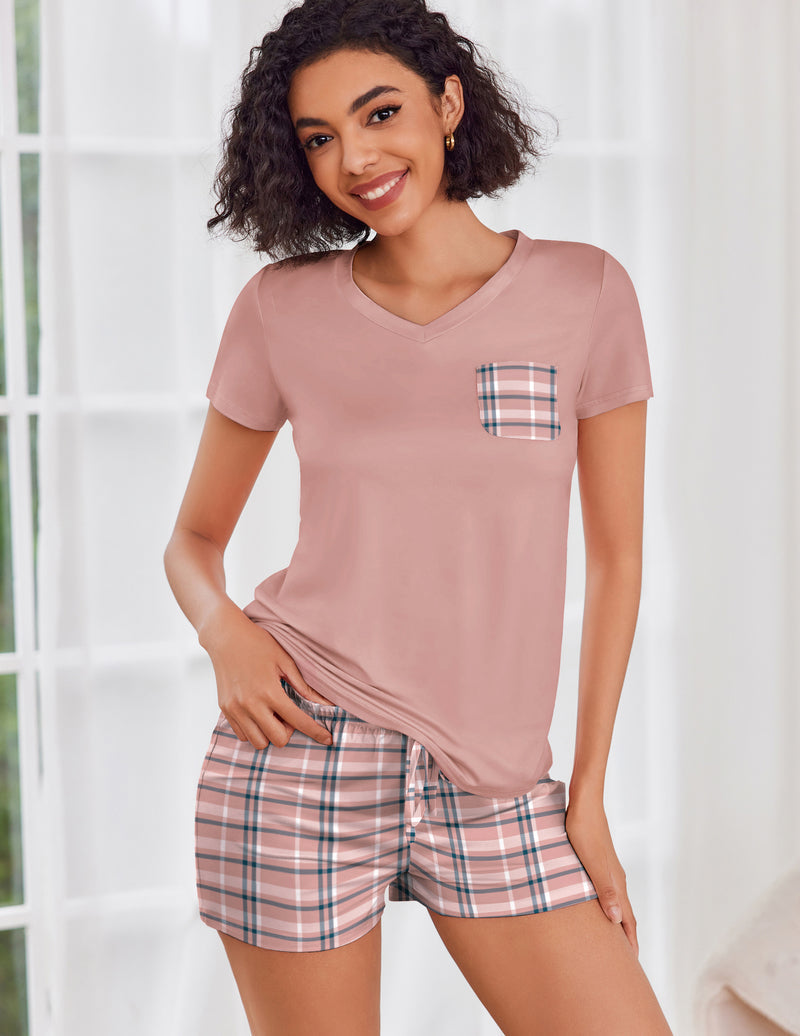 Short Sleeve Pajamas Sets Soft Lounge Sets