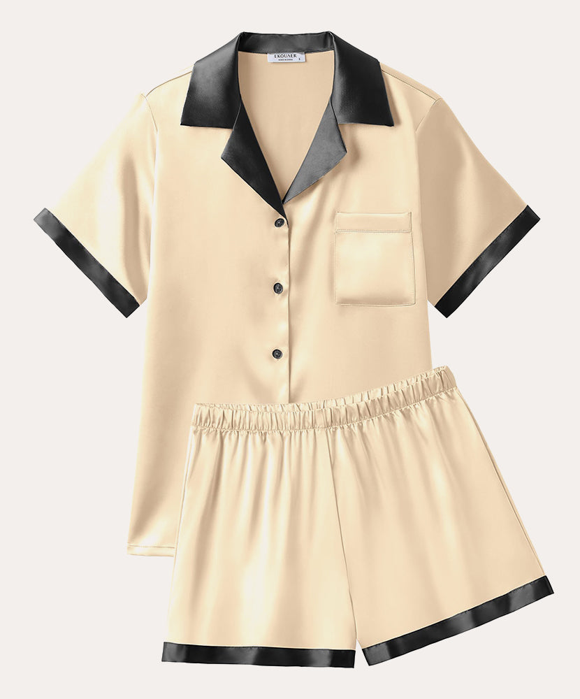 Summer Silk Short Sleeve Pajama Sets (US Only)