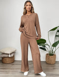 Long Sleeve Tops with Loose Long Pants Set