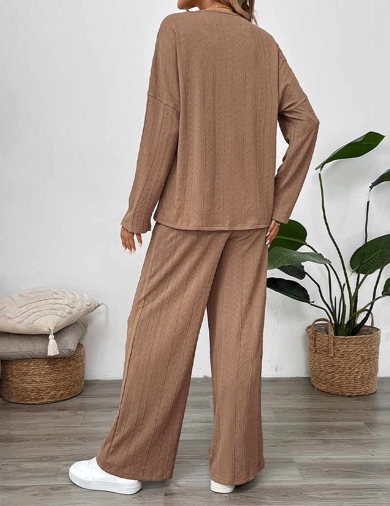 Long Sleeve Tops with Loose Long Pants Set