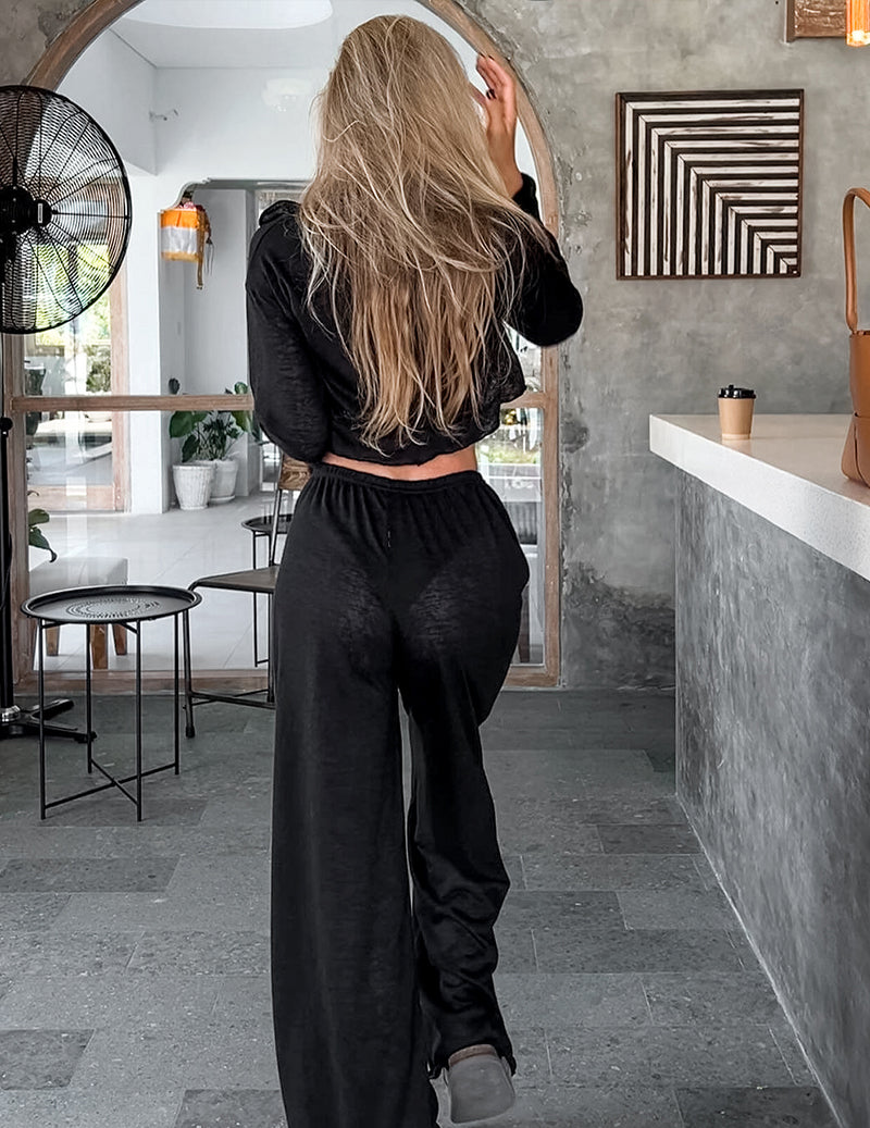 Knitted Long Pants Lazy Pajamas Loungewear Set