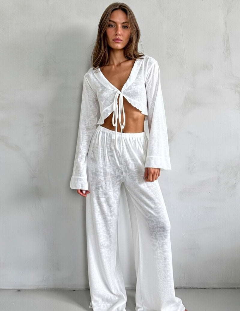 Knitted Long Pants Lazy Pajamas Loungewear Set