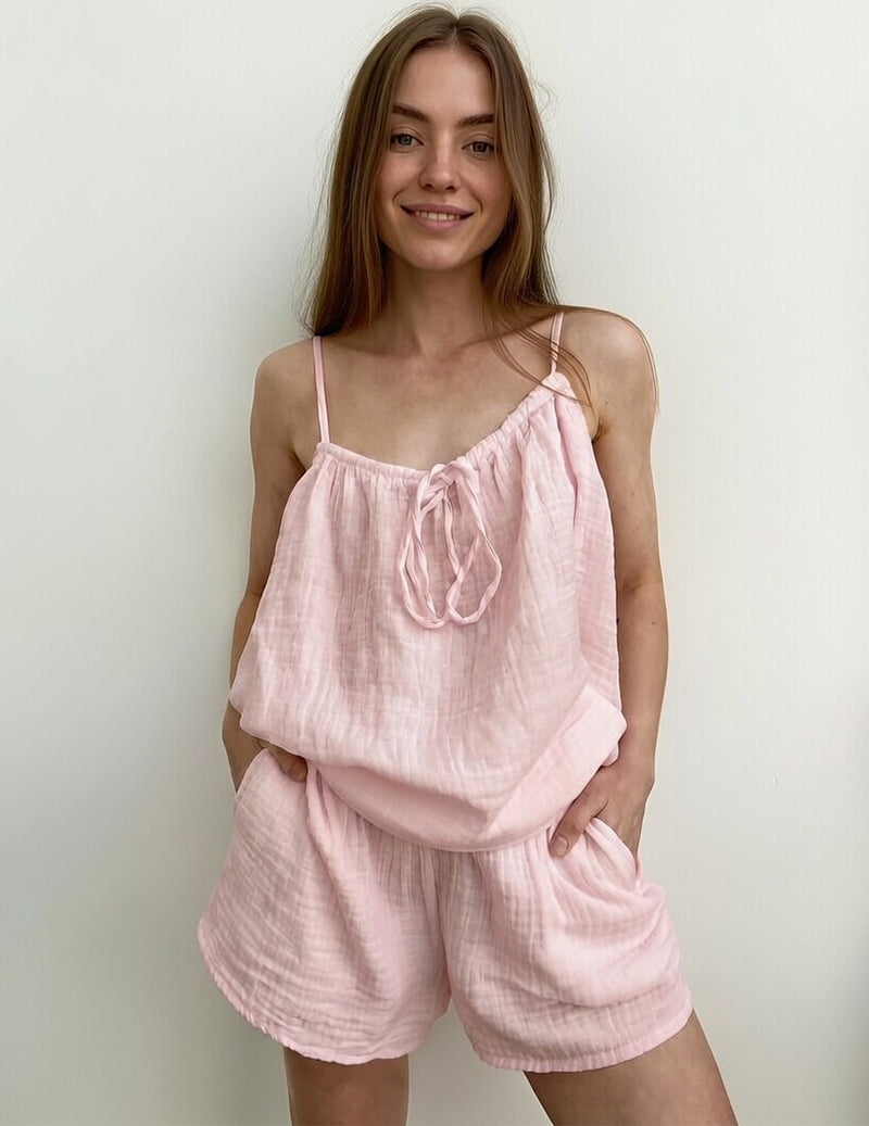 100% Cotton Crinkle Texture Lounge Set